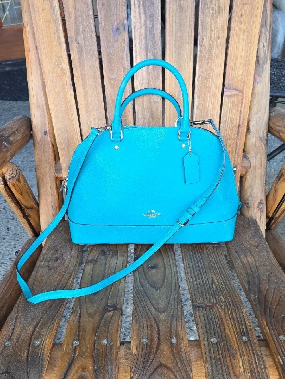 Coach Turquoise Dome Satchel - Structured Leather Handbag